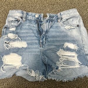 American Eagle Blue Distressed Jean Shorts